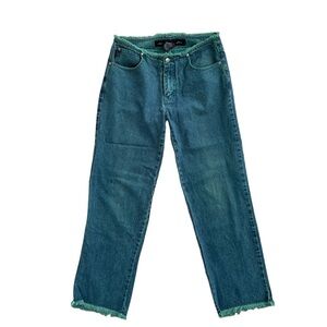 Vintage Johnny Blaze Flame Women’s Teal Denim Straight Leg Jeans